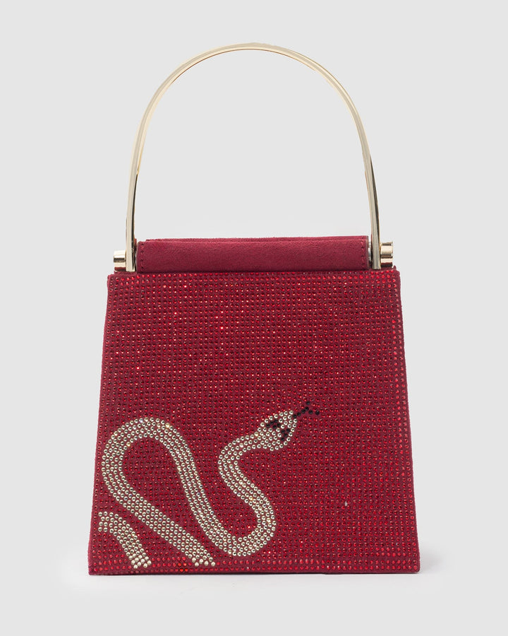 Colette by Colette Hayman Red Joanna Snake Metal Handle Mini Bag