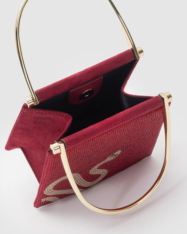 Colette by Colette Hayman Red Joanna Snake Metal Handle Mini Bag