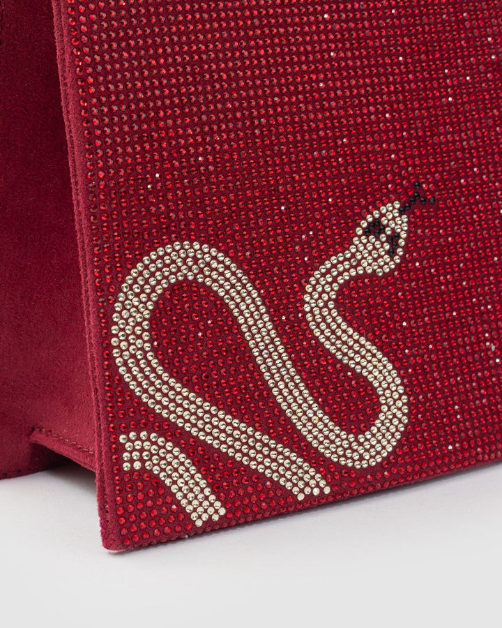 Colette by Colette Hayman Red Joanna Snake Metal Handle Mini Bag