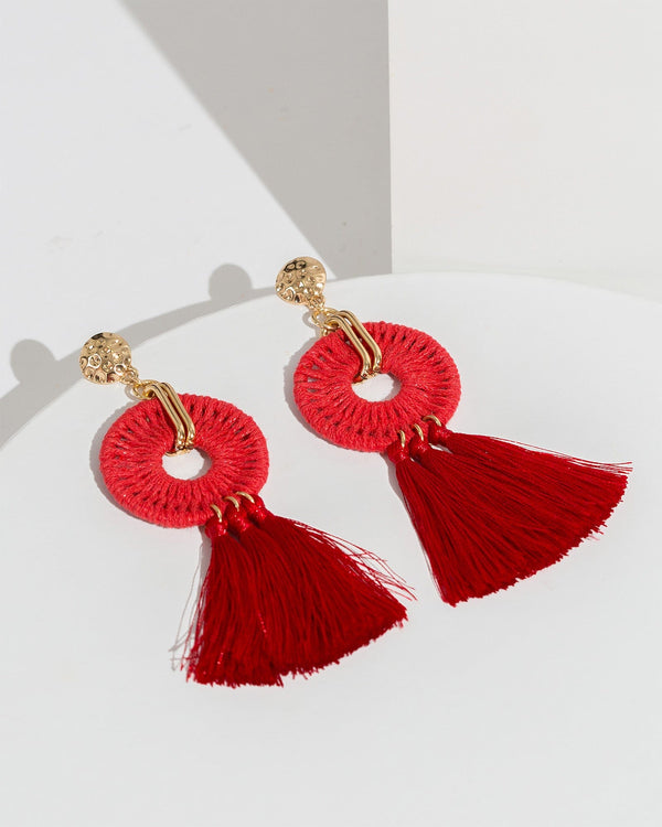 Colette by Colette Hayman Red Loop And Tassel Earrings