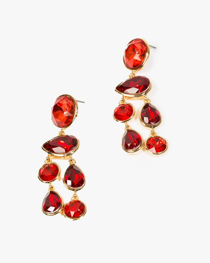 Colette by Colette Hayman Red Mixed Shape Crystal Drop Earrings