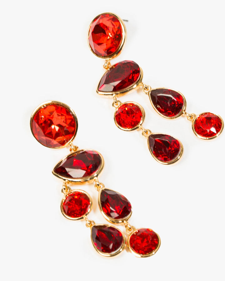 Colette by Colette Hayman Red Mixed Shape Crystal Drop Earrings