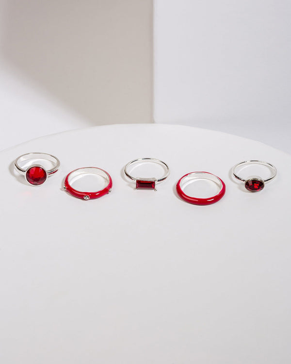 Colette by Colette Hayman Red Oval Rectangle Ring Pack