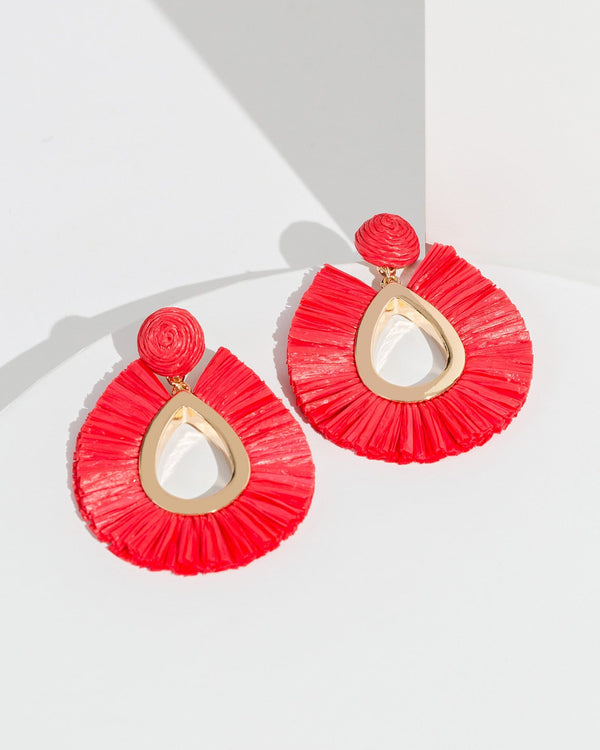Colette by Colette Hayman Red Raffia Teardrop Earrings