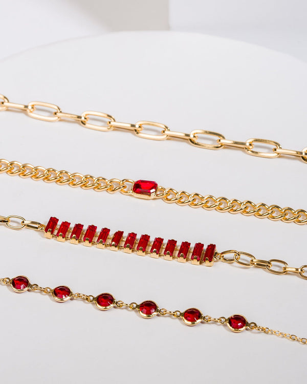 Colette by Colette Hayman Red Rectangle & Circle Bracelet Pack