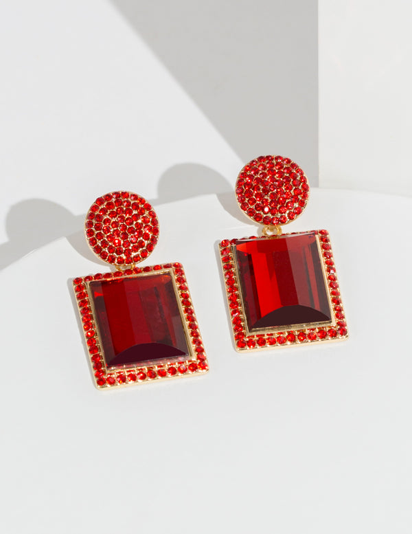 Colette by Colette Hayman Red Rectangle Drop Earrings