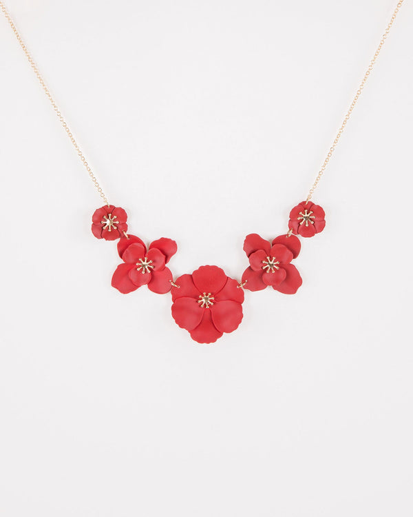 Colette by Colette Hayman Red Statement Flower Necklace