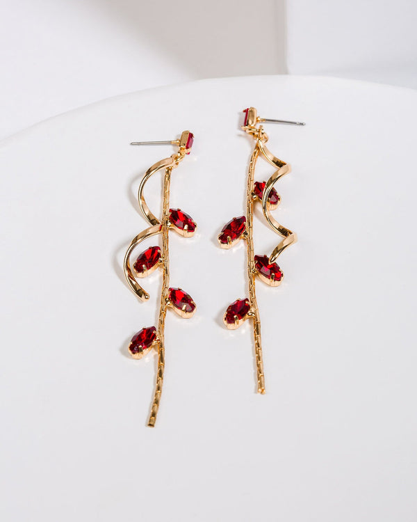 Colette by Colette Hayman Red Stone Post Drop Earrings