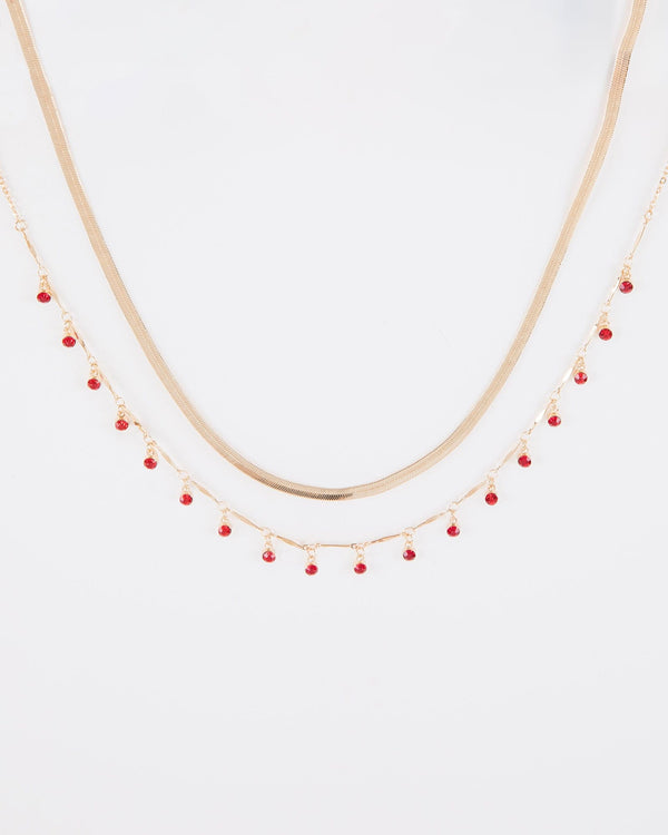 Colette by Colette Hayman Red Stone Stack Necklace Pack