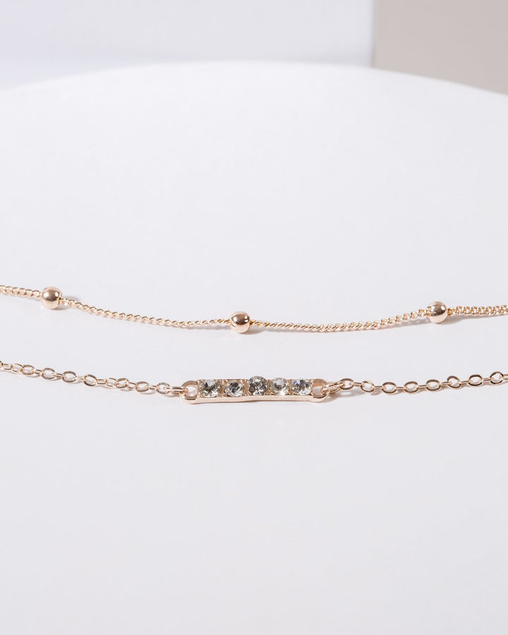 Colette by Colette Hayman Rose Gold 2 Pack Crystal Chain Bracelet