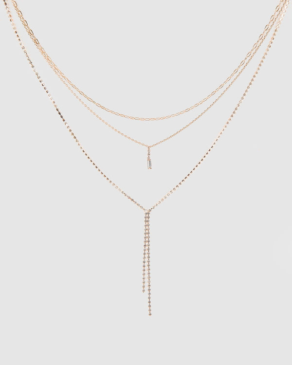 Colette by Colette Hayman Rose Gold 3pk Dangle Chain Necklace