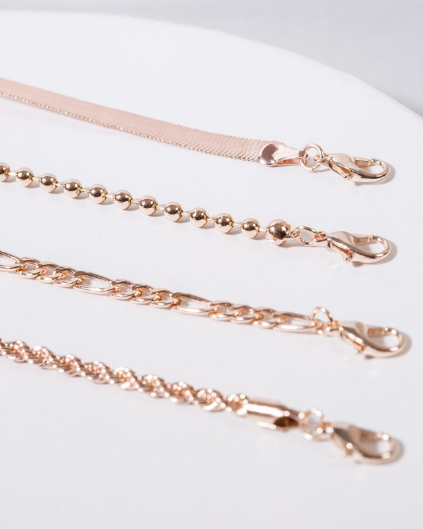 Colette by Colette Hayman Rose Gold 4  Pack Flat Chain Multi Bracelet