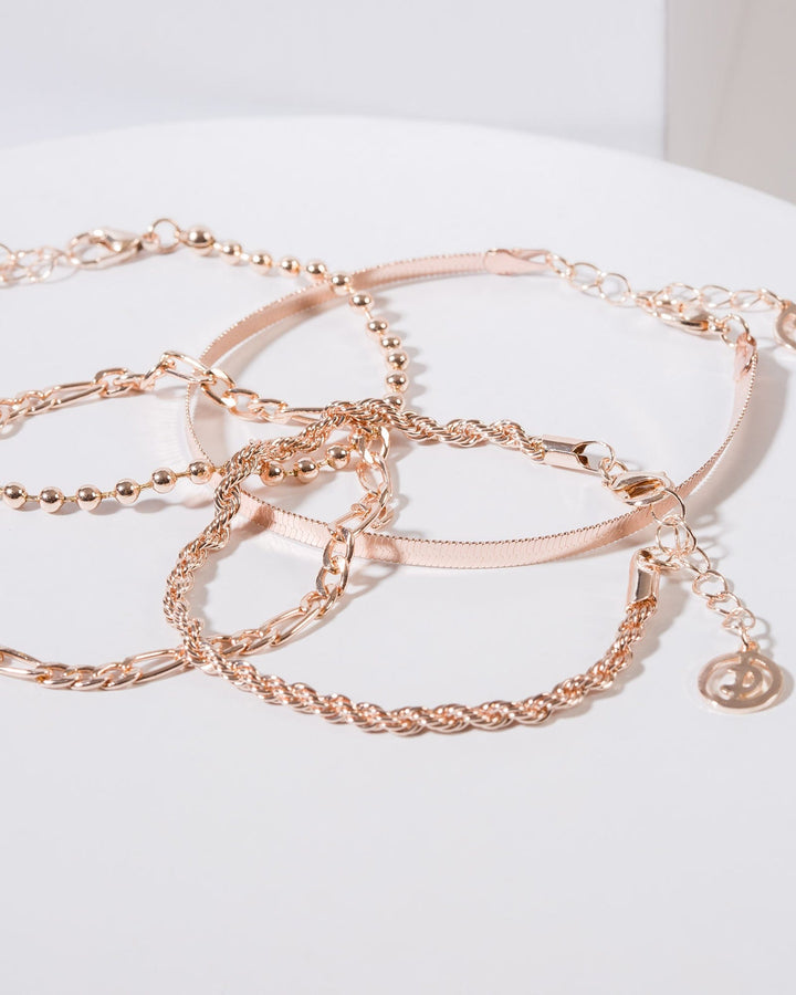 Colette by Colette Hayman Rose Gold 4  Pack Flat Chain Multi Bracelet