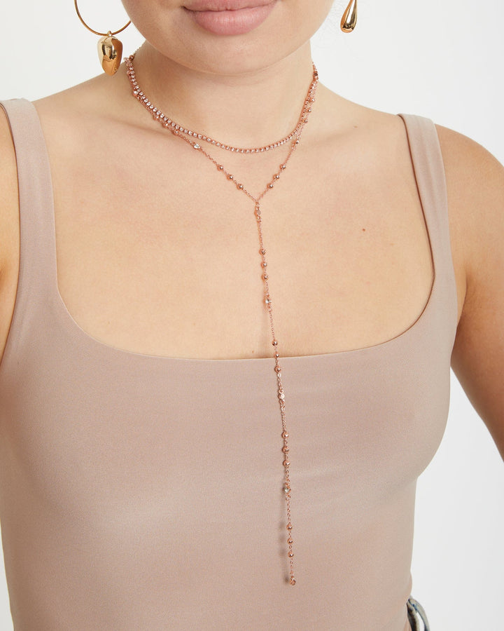 Colette by Colette Hayman Rose Gold Ball Beaded Lariat Necklace