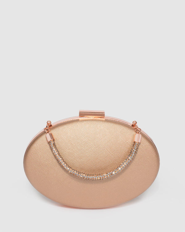 Colette by Colette Hayman Rose Gold Carmen Crystal Handle Clutch Bag