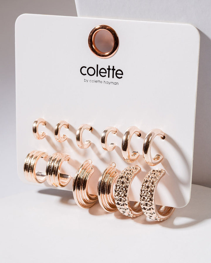 Colette by Colette Hayman Rose Gold Chunky Hoop Multi Pack Earrings