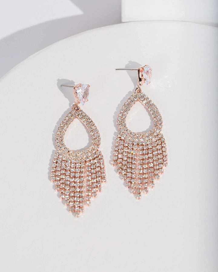 Colette by Colette Hayman Rose Gold Crystal Drop Tassel Earrings