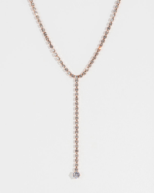 Colette by Colette Hayman Rose Gold Crystal Lariat Necklace