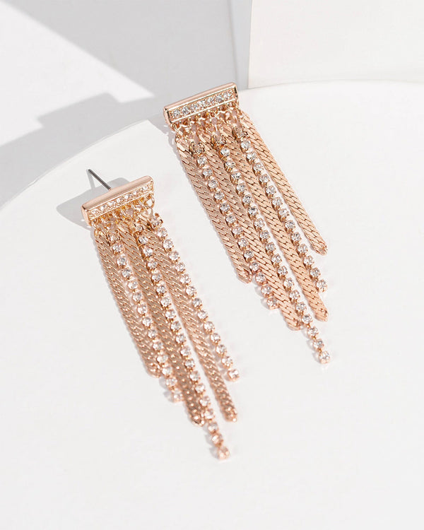 Colette by Colette Hayman Rose Gold Dangle Diamond Chain Stud Earrings