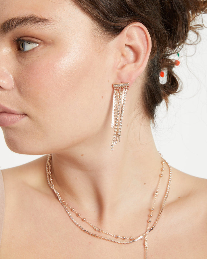 Colette by Colette Hayman Rose Gold Dangle Diamond Chain Stud Earrings
