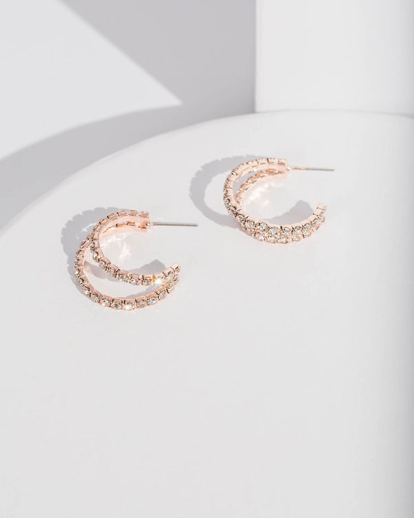 Colette by Colette Hayman Rose Gold Double Crystal Hoop Earrings
