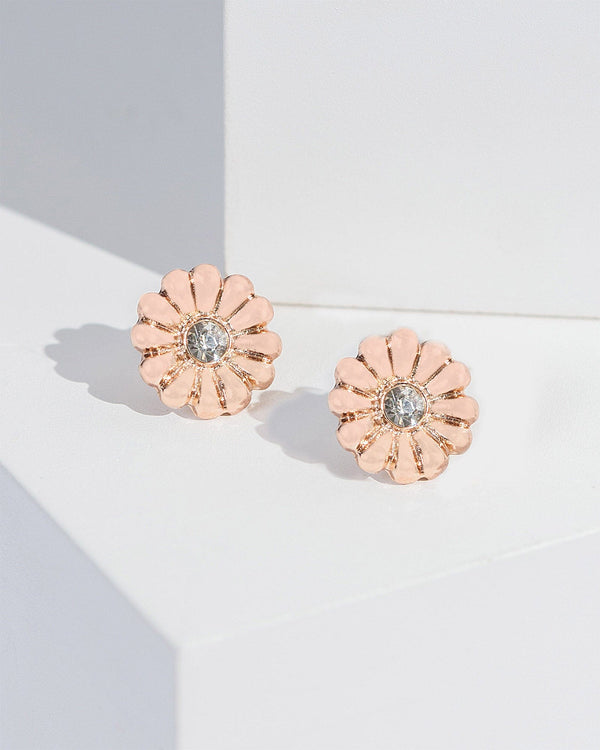 Colette by Colette Hayman Rose Gold Double Flower Crystal Drop Earrings