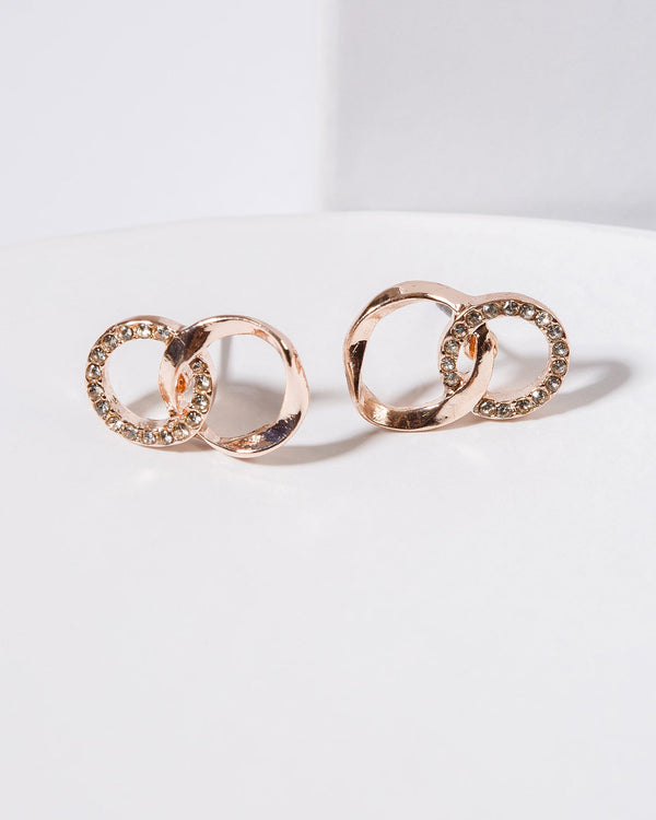 Colette by Colette Hayman Rose Gold Double Hoop Stud Earrings