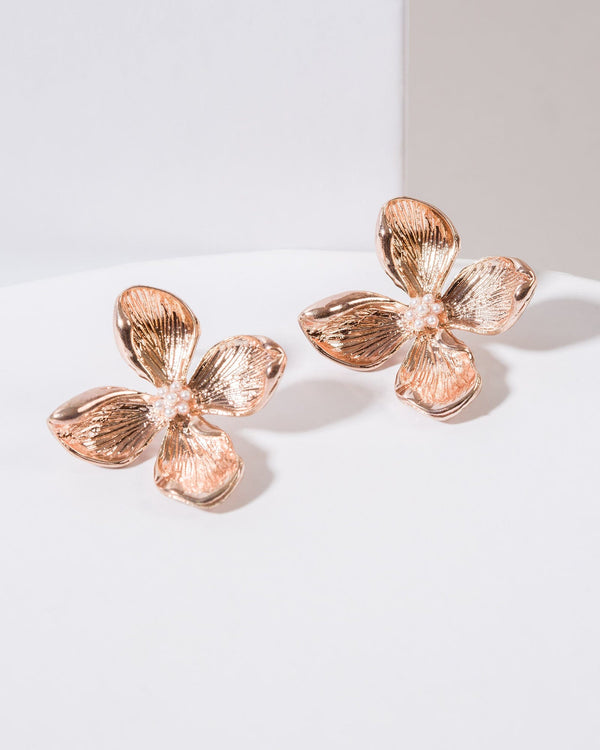 Colette by Colette Hayman Rose Gold Large Flower Stud Earrings