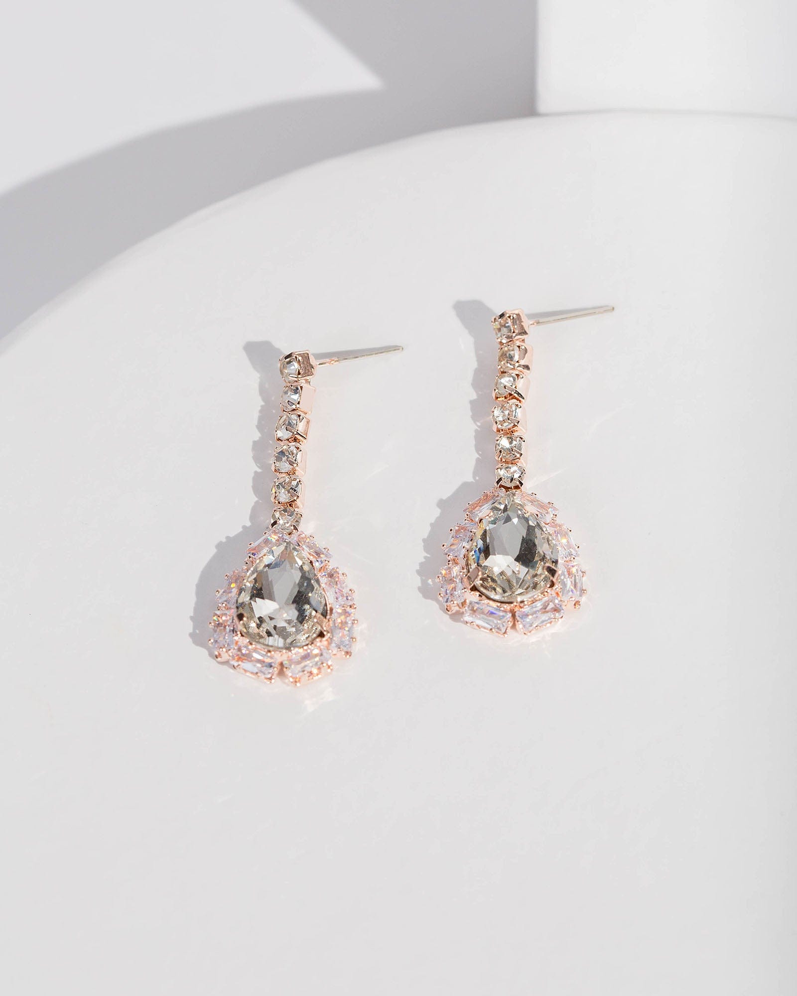 Buy ZENEME Rose Gold-Plated White American Diamond Floral Drop Earrings  Online at Best Prices in India - JioMart.