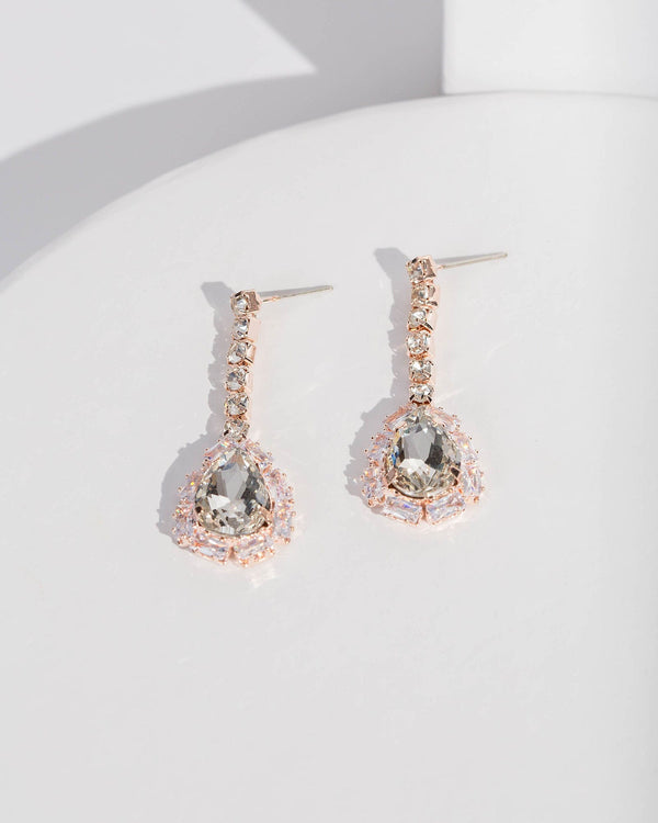 Colette by Colette Hayman Rose Gold Long Crystal Teardrop Earrings