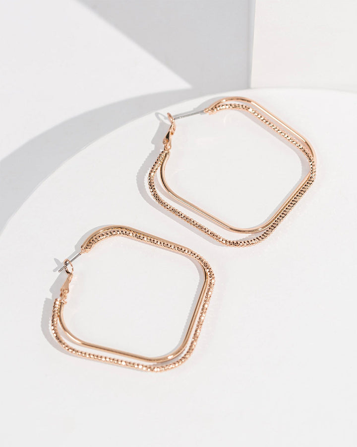 Colette by Colette Hayman Rose Gold Rounded Diamond Hoop Eearrings