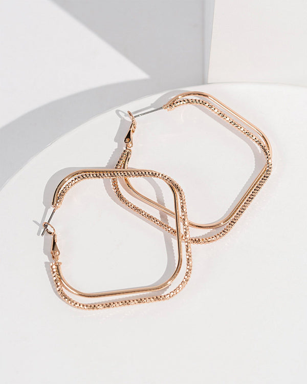 Colette by Colette Hayman Rose Gold Rounded Diamond Hoop Eearrings