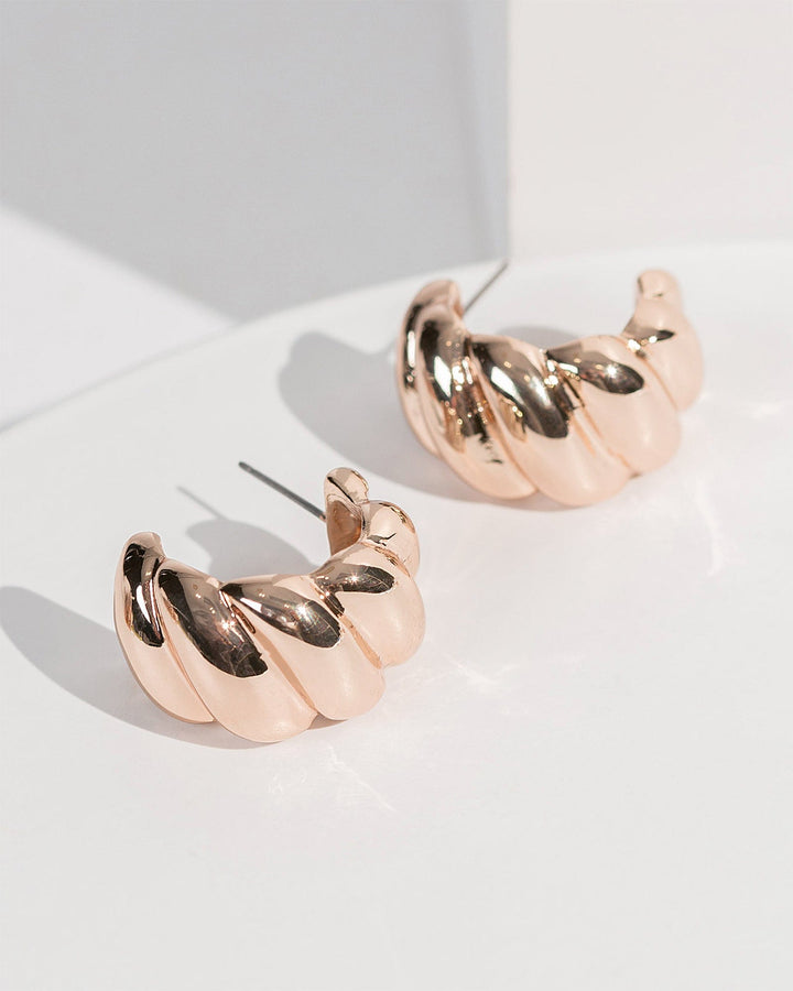 Colette by Colette Hayman Rose Gold Twist Chunky Hoop Earrings