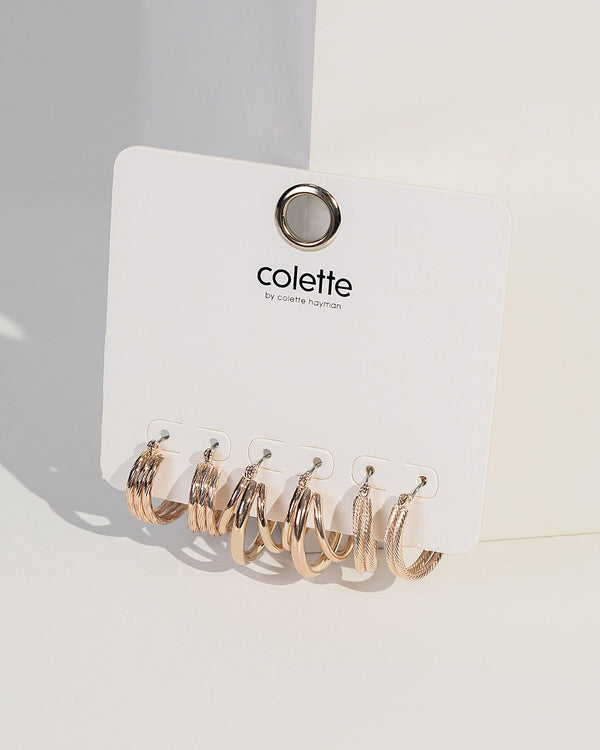 Colette by Colette Hayman Rose Gold Twist Hoop Earring Pack