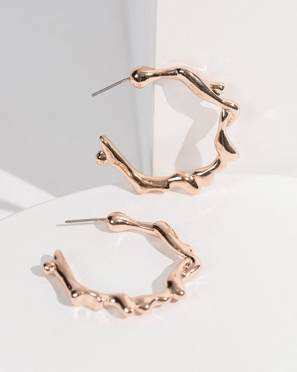 Colette by Colette Hayman Rose Gold Twisted Thin Hoops Earrings