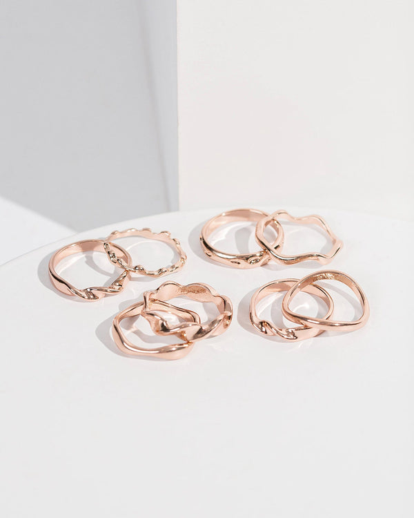 Colette by Colette Hayman Rose Gold Wavy Multi Ring Pack