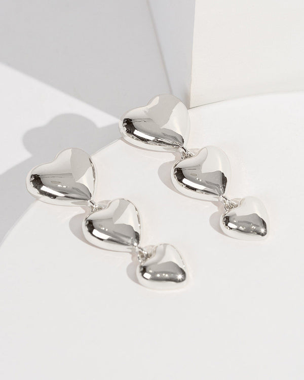 Colette by Colette Hayman Silver 3 Hearts Drop Earrings