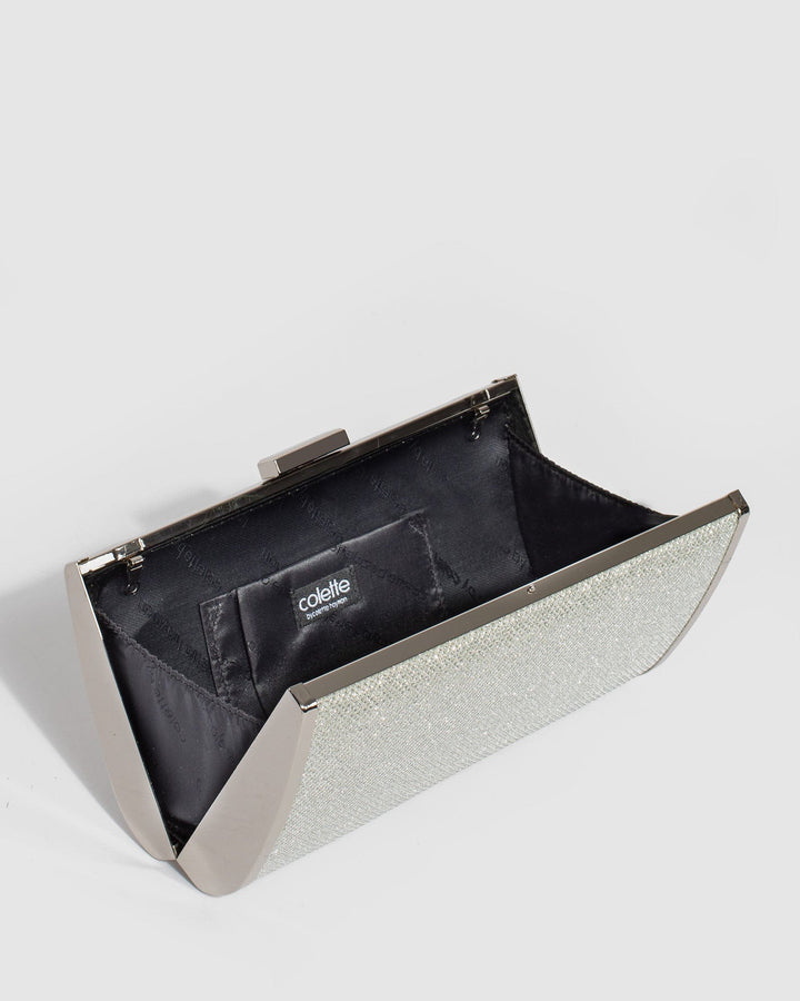 Colette by Colette Hayman Silver Anela Hardcase Clutch Bag
