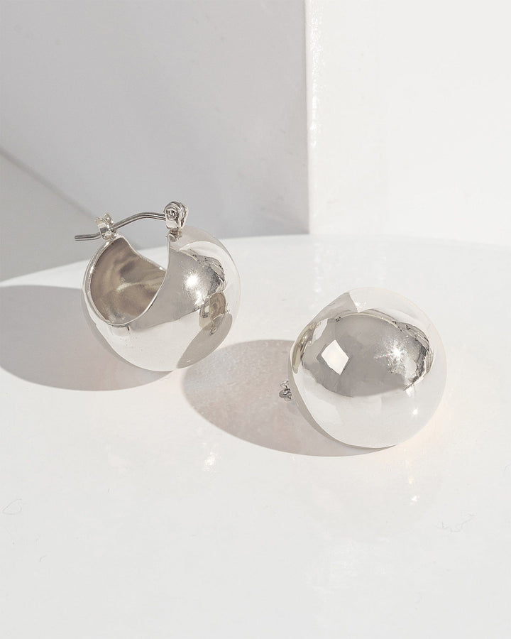 Colette by Colette Hayman Silver Ball Hoop Huggie Earrings