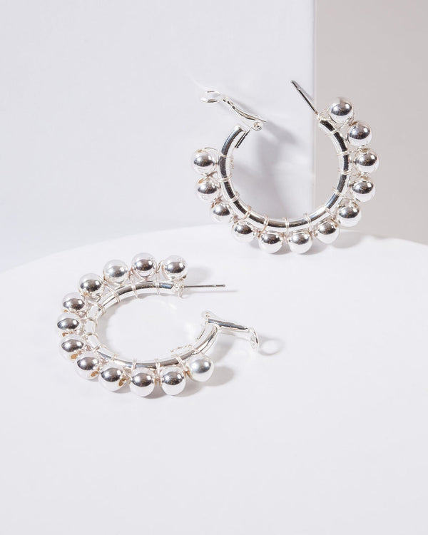Colette by Colette Hayman Silver Balls Around Hoop Earrings