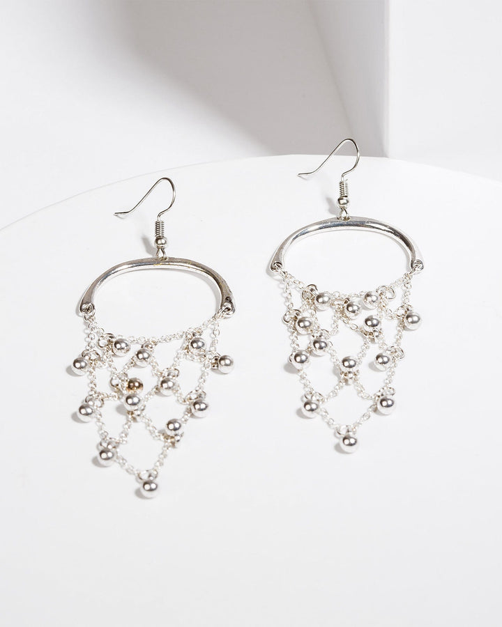 Colette by Colette Hayman Silver Beaded Netting Earrings