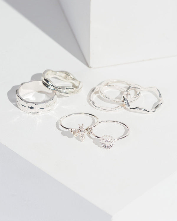 Colette by Colette Hayman Silver Bee Honeycomb Ring Pack