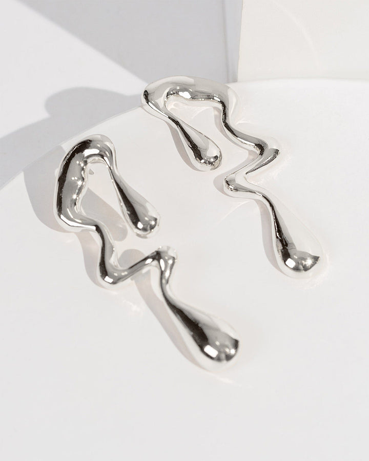 Colette by Colette Hayman Silver Chunky Abstract Drooping Stud Earrings