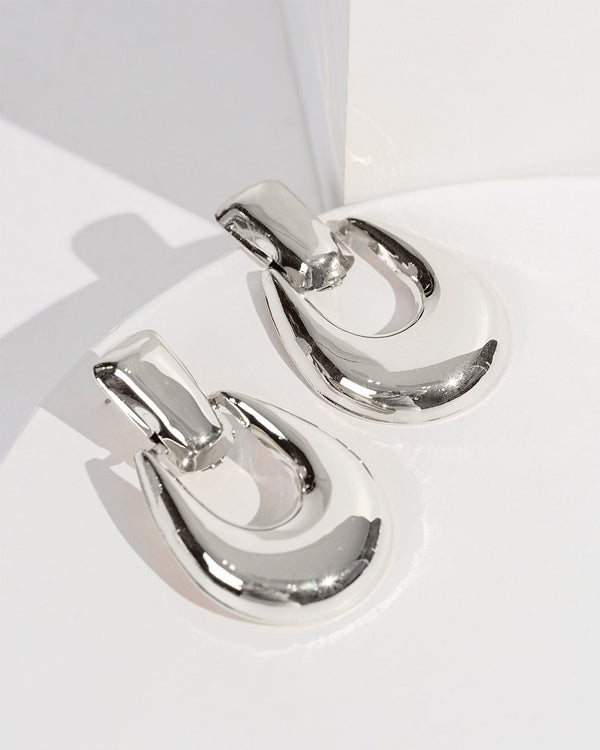 Colette by Colette Hayman Silver Chunky Hoop Stud Earrings