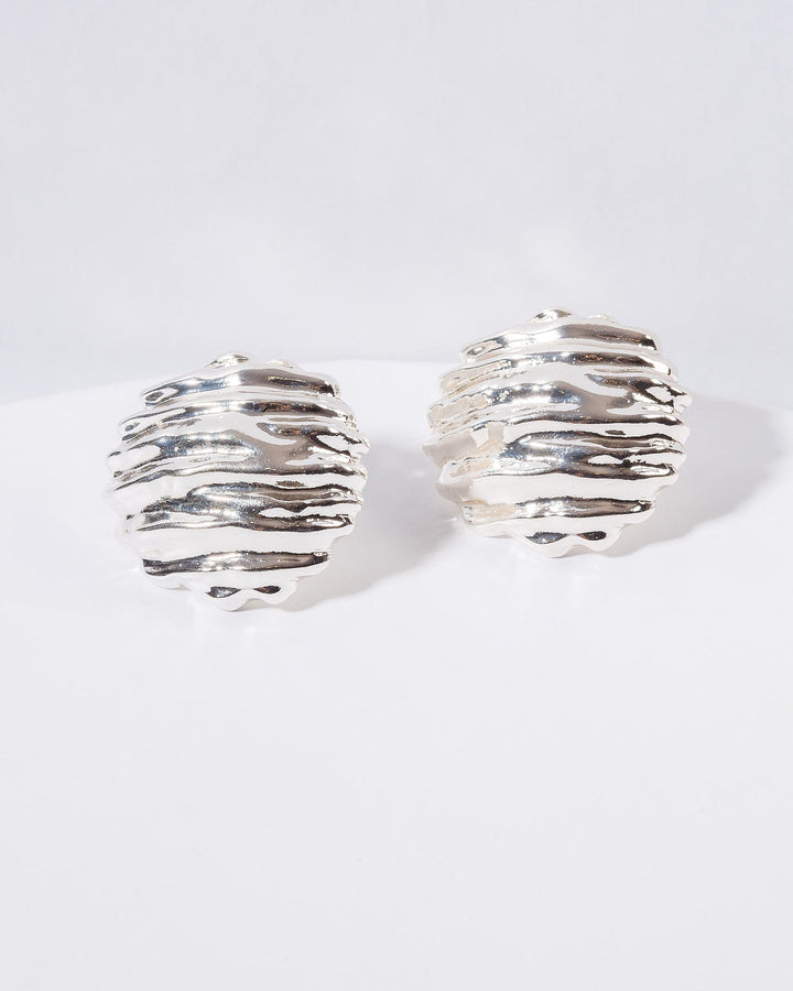 Colette by Colette Hayman Silver Chunky Textured Stud Earrings