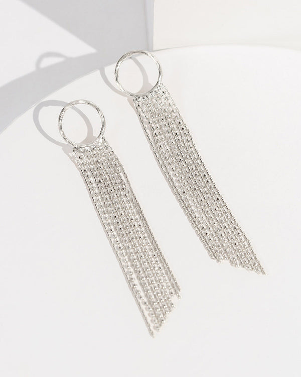Colette by Colette Hayman Silver Circle With Chains Drop Earrings