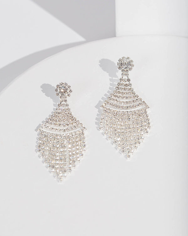 Colette by Colette Hayman Silver Cone Crystal Earrings