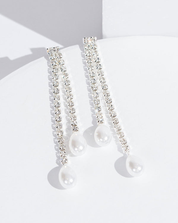 Colette by Colette Hayman Silver Crystal And Pearl Earrings