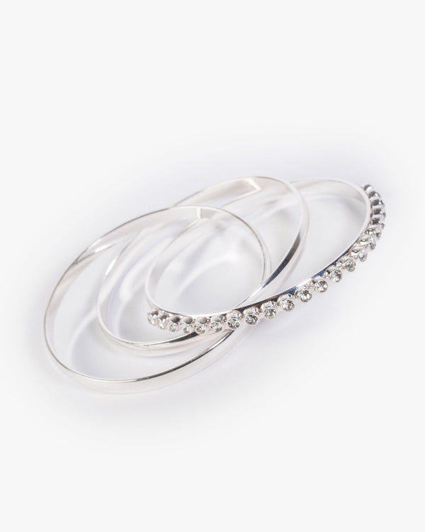 Colette by Colette Hayman Silver Crystal Bangle Set