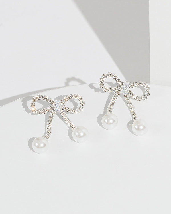Colette by Colette Hayman Silver Crystal Bow Detail Earrings